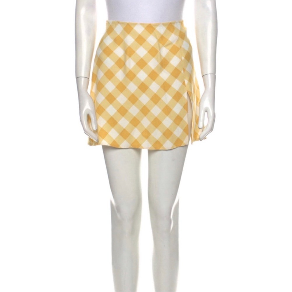 Reformation Yellow Plaid Mini Skirt
